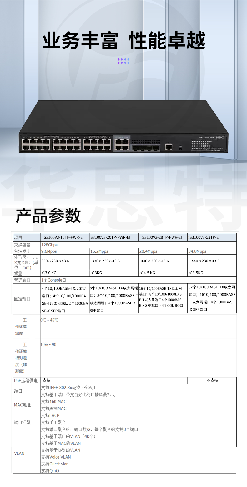 H3C交換機(jī) S3100V3-28TP-PWR-EI-AC