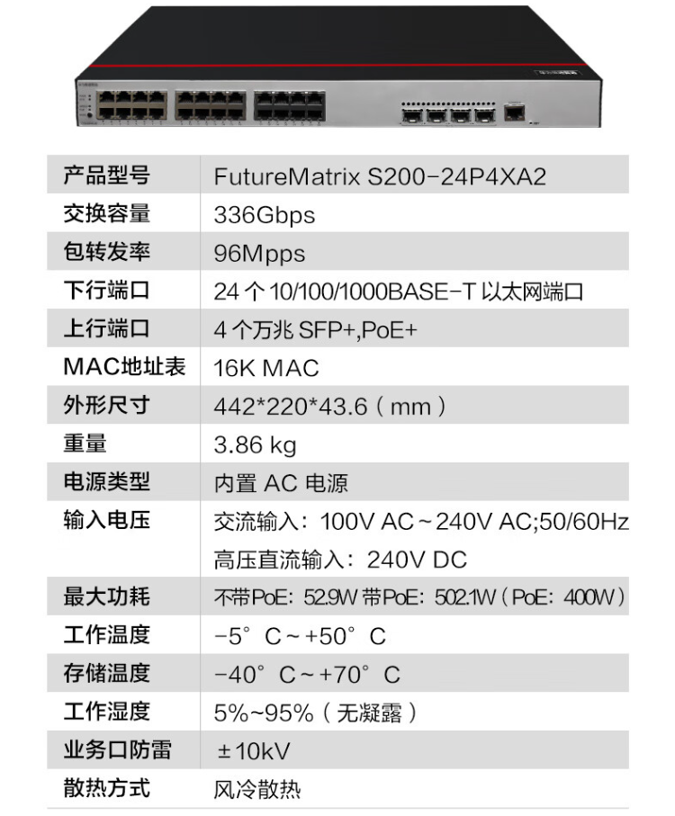 華為 S200-24P4X-A2 萬兆PoE交換機(jī)