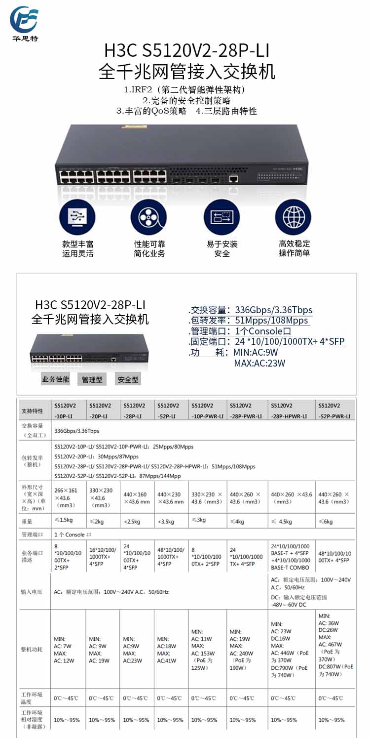 華三 智能型可網管交換機