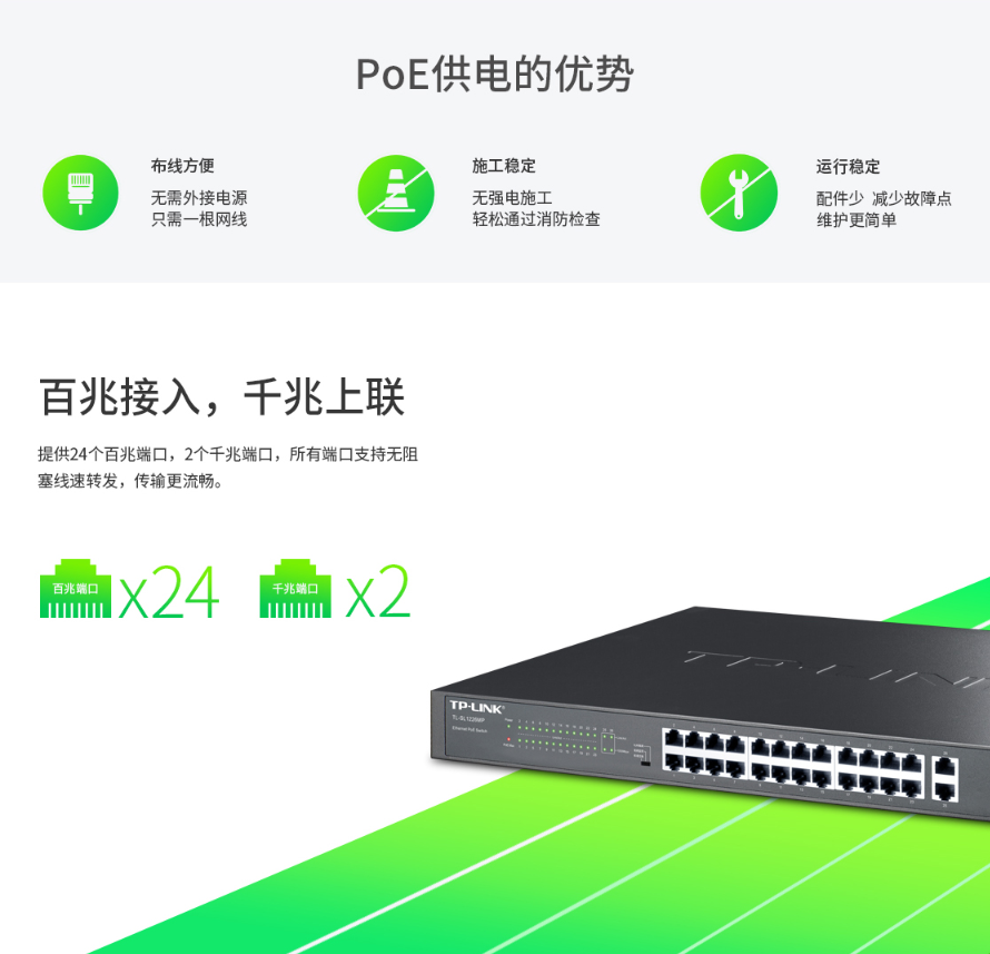 TP-LINK 千兆上聯以太網PoE交換機