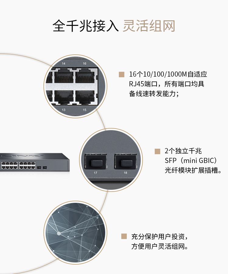 普聯 16口千兆二層網管核心交換機